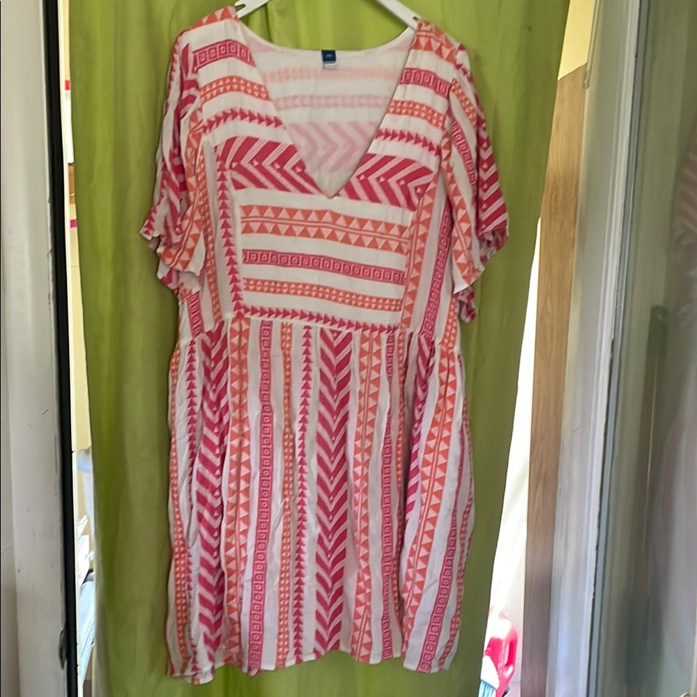 Pink and White Patterned Dress
